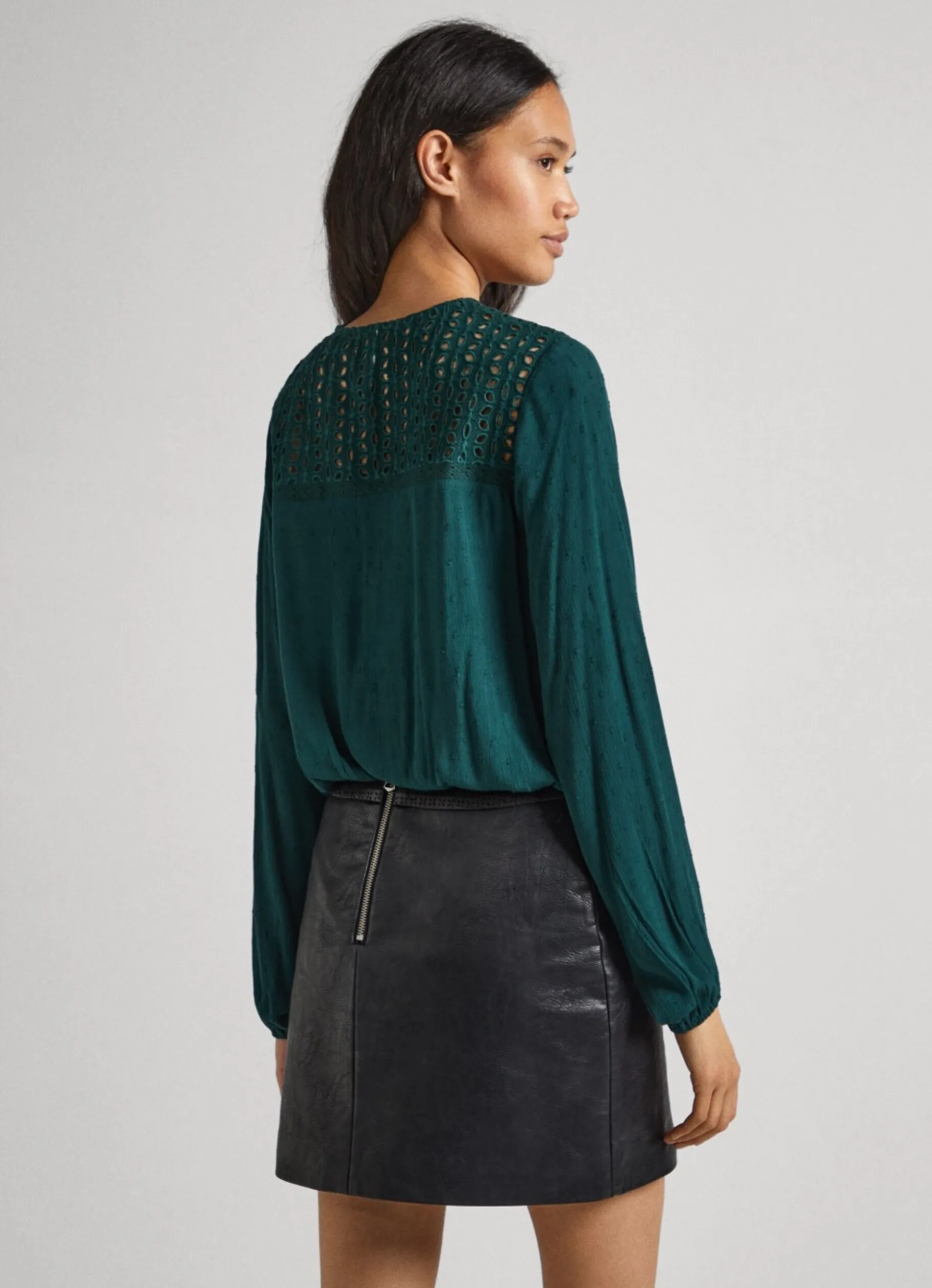 Women Pepe Jeans Eyelet Open Weave Blouse