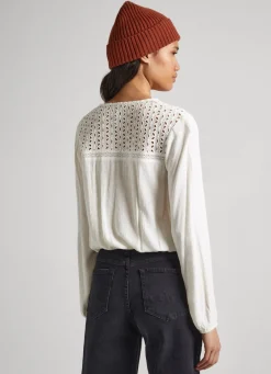 Women Pepe Jeans Eyelet Open Weave Blouse