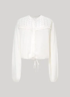 Women Pepe Jeans Eyelet Open Weave Blouse
