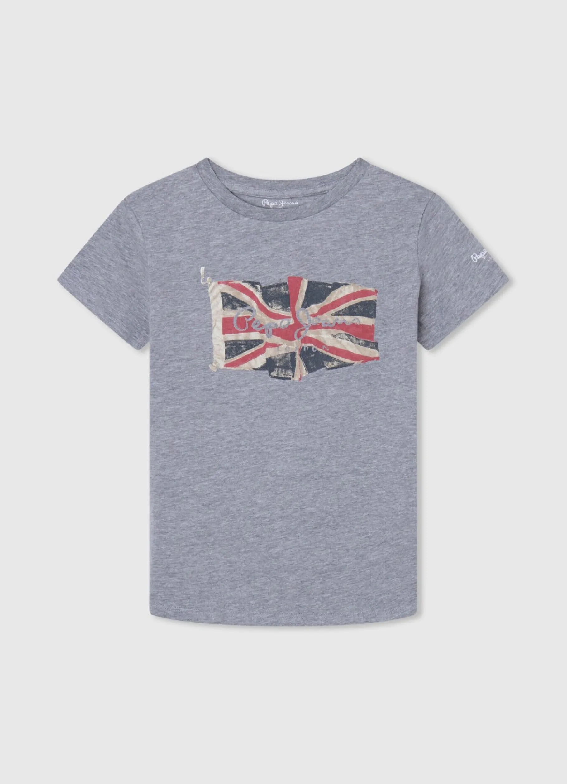 Boy Pepe Jeans Flag Logo Cotton T-Shirt