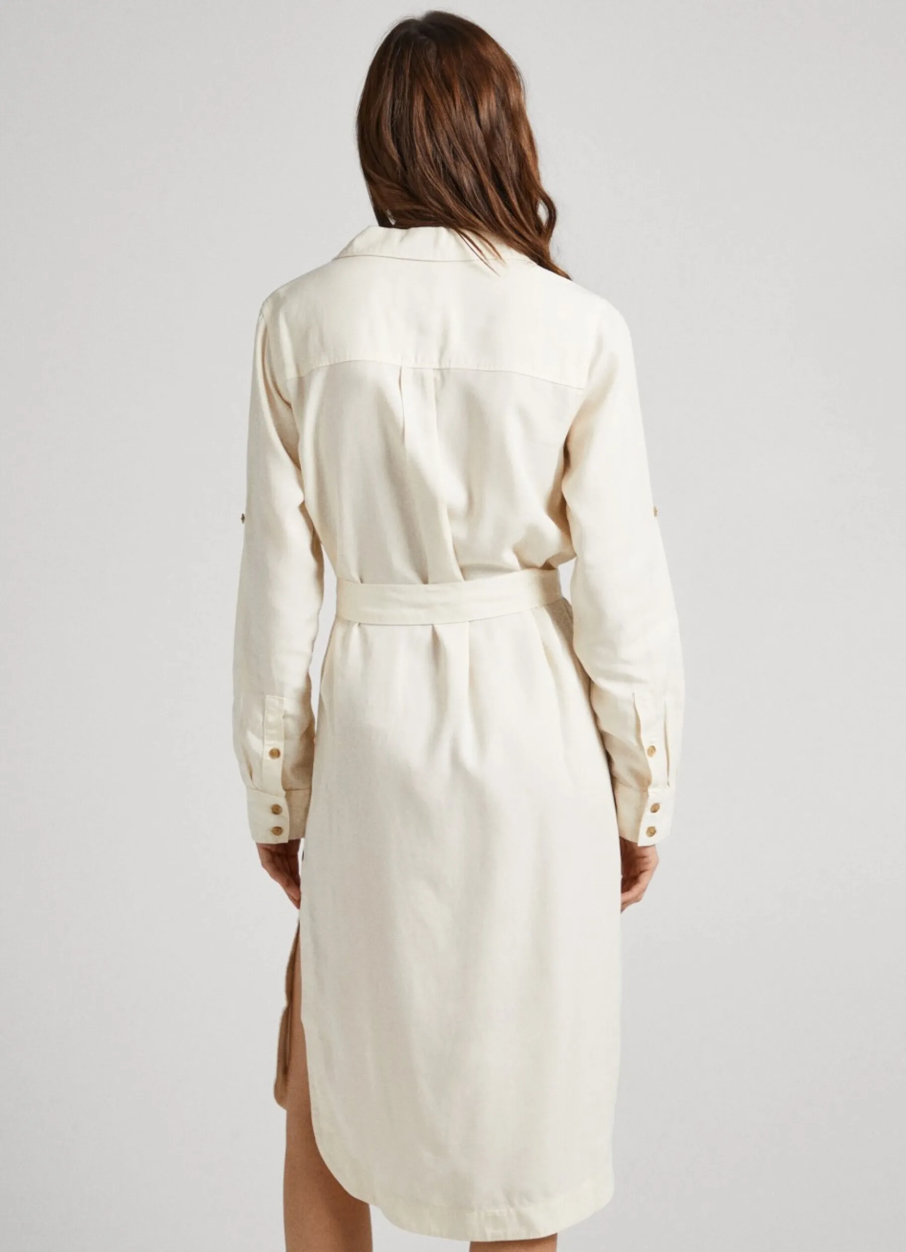 Women Pepe Jeans Flap Neck Tencel Dress