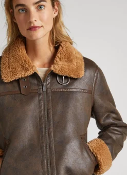 Women Pepe Jeans Fleece Lined Biker Jacket