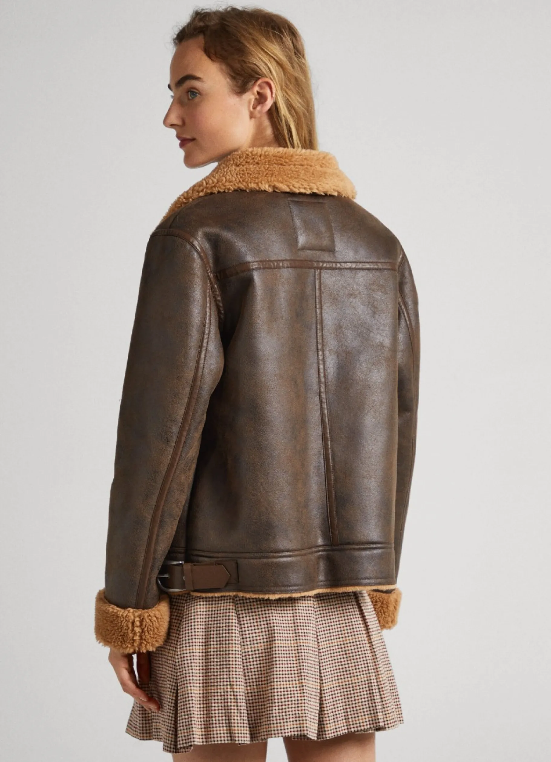Women Pepe Jeans Fleece Lined Biker Jacket