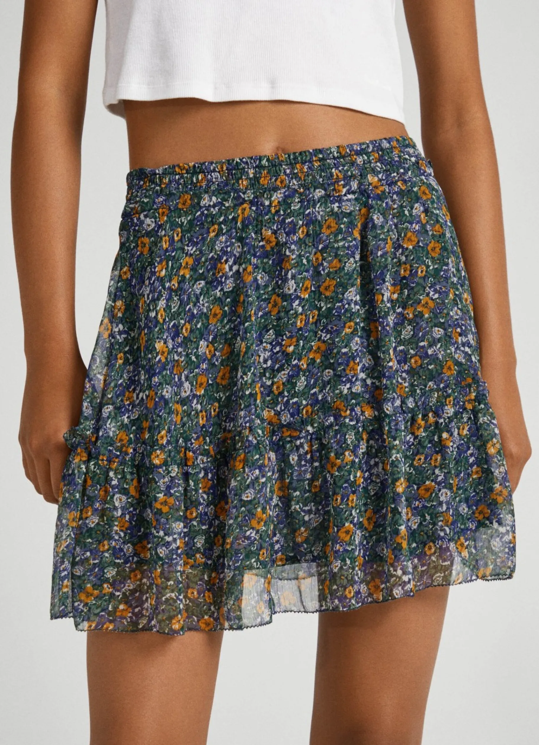 Women Pepe Jeans Floral Chiffon Skirt