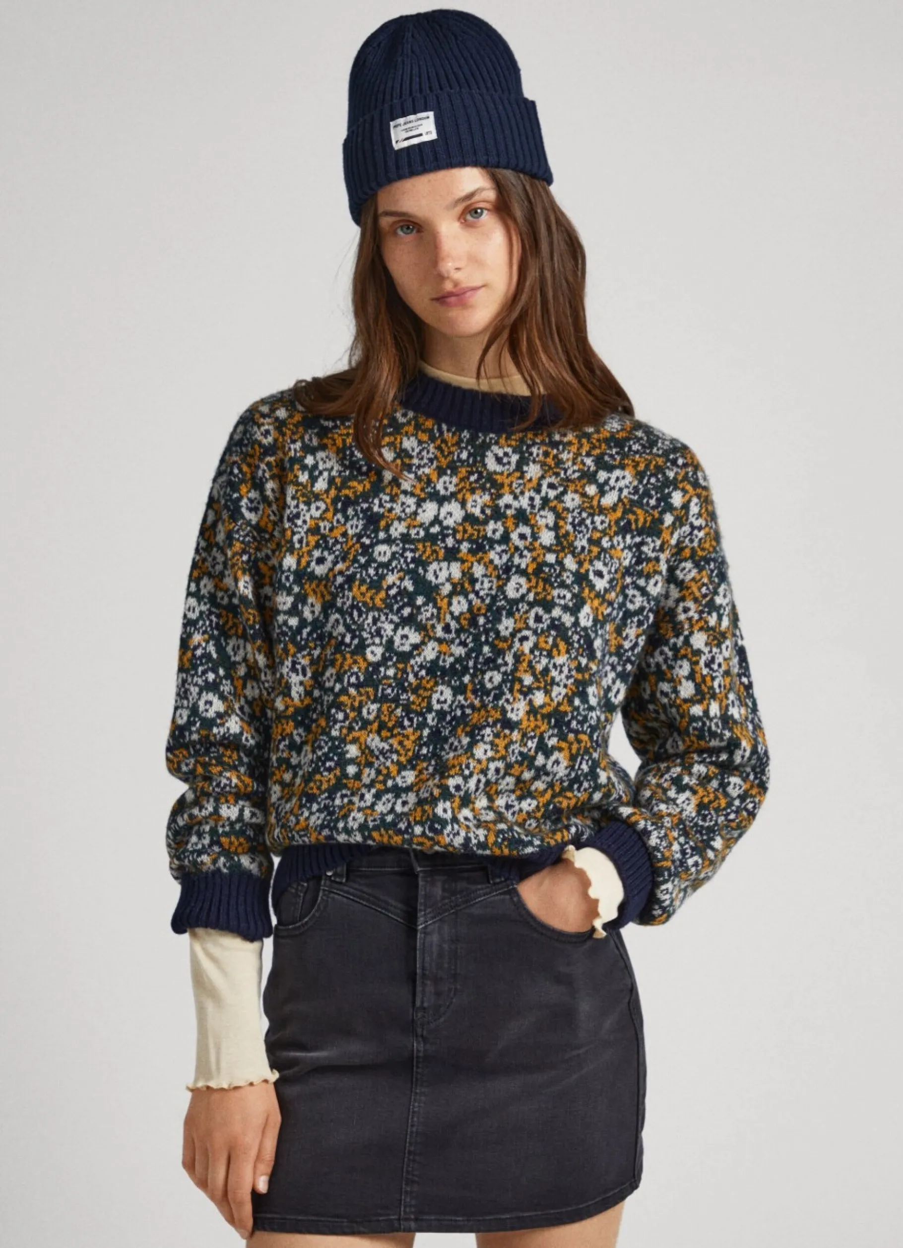 Women Pepe Jeans Floral Jacquard Knit
