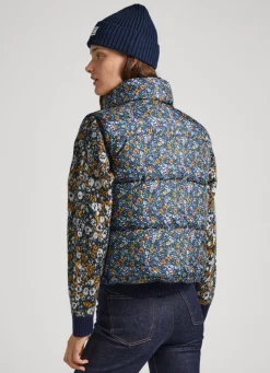 Women Pepe Jeans Floral Padded Waistcoat