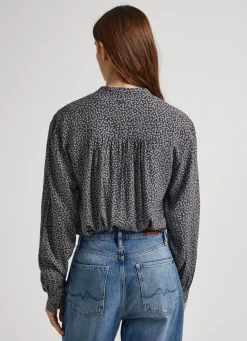 Women Pepe Jeans Floral Print Blouse With Tie Neck