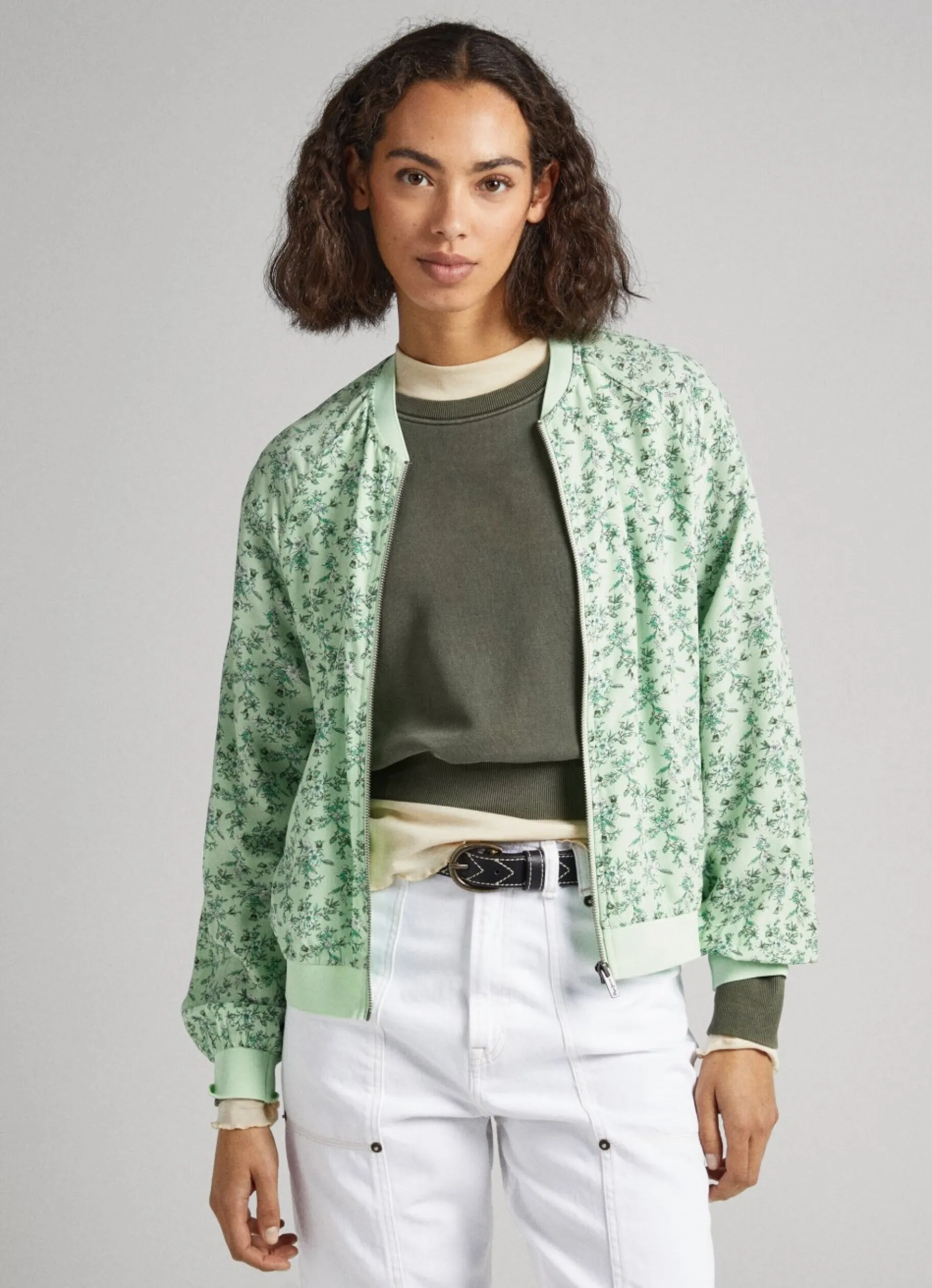 Women Pepe Jeans Floral Print Bomber Jacket