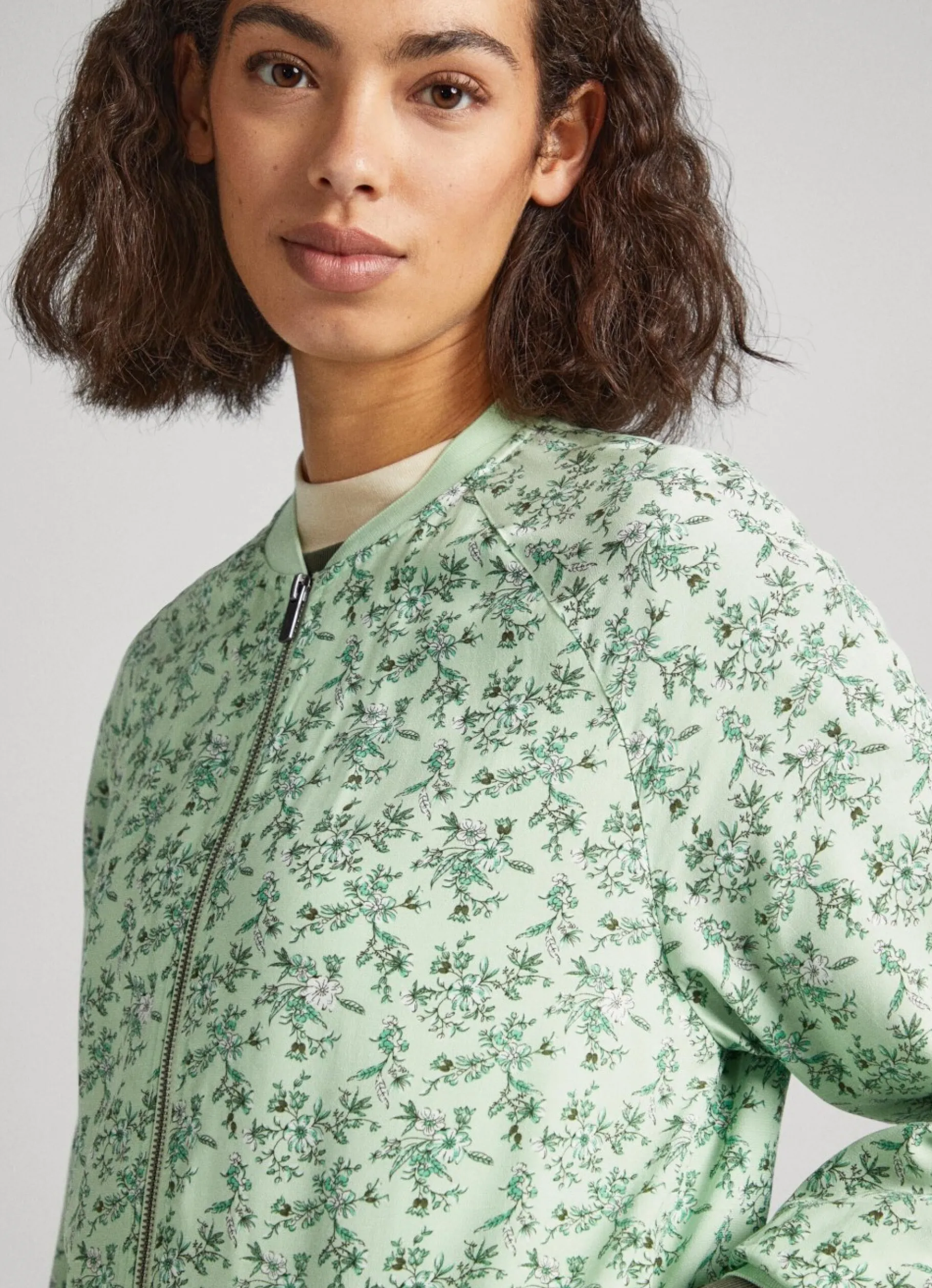 Women Pepe Jeans Floral Print Bomber Jacket