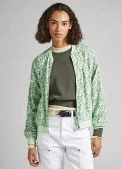 Women Pepe Jeans Floral Print Bomber Jacket