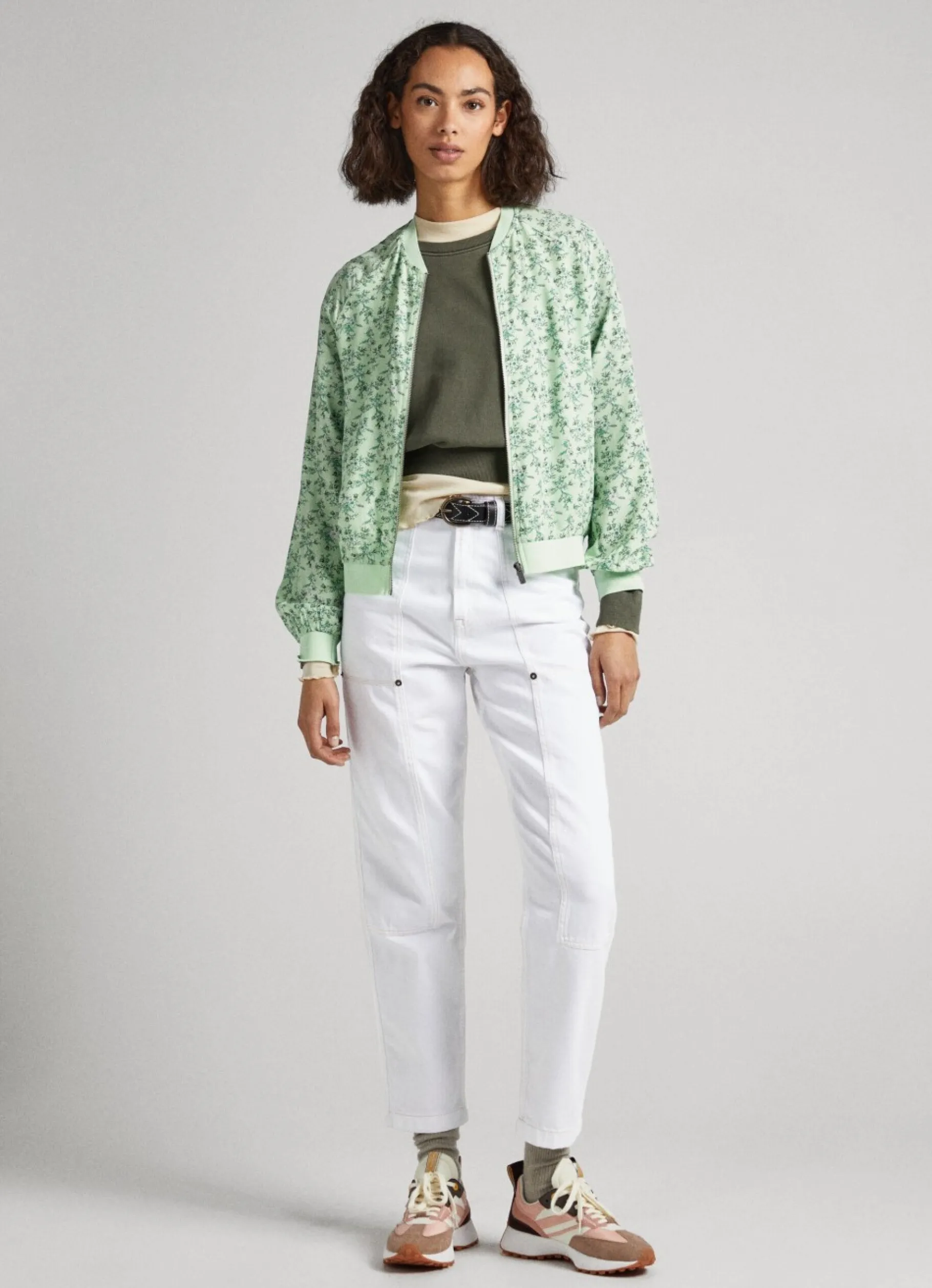 Women Pepe Jeans Floral Print Bomber Jacket