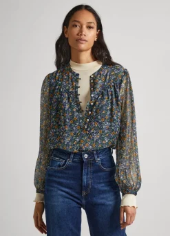Women Pepe Jeans Floral Print Chiffon Blouse