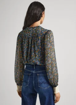 Women Pepe Jeans Floral Print Chiffon Blouse