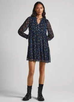 Women Pepe Jeans Floral Print Chiffon Dress