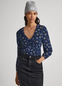 Women Pepe Jeans Floral Print Dobby Blouse
