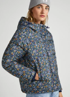 Women Pepe Jeans Floral Print Puffer Jacket