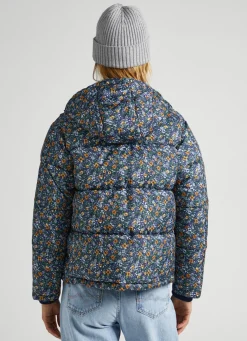 Women Pepe Jeans Floral Print Puffer Jacket