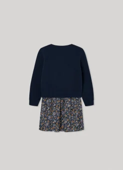 Girl Pepe Jeans Floral Print Sweatshirt Dress