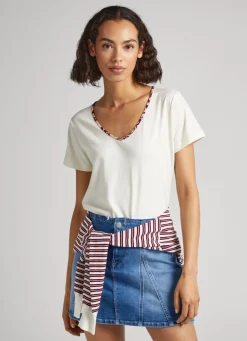 Women Pepe Jeans Flowing V-Neck T-Shirt