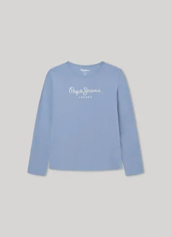 Girl Pepe Jeans Front Glitter Logo T-Shirt