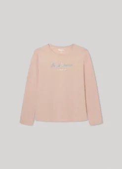 Girl Pepe Jeans Front Glitter Logo T-Shirt