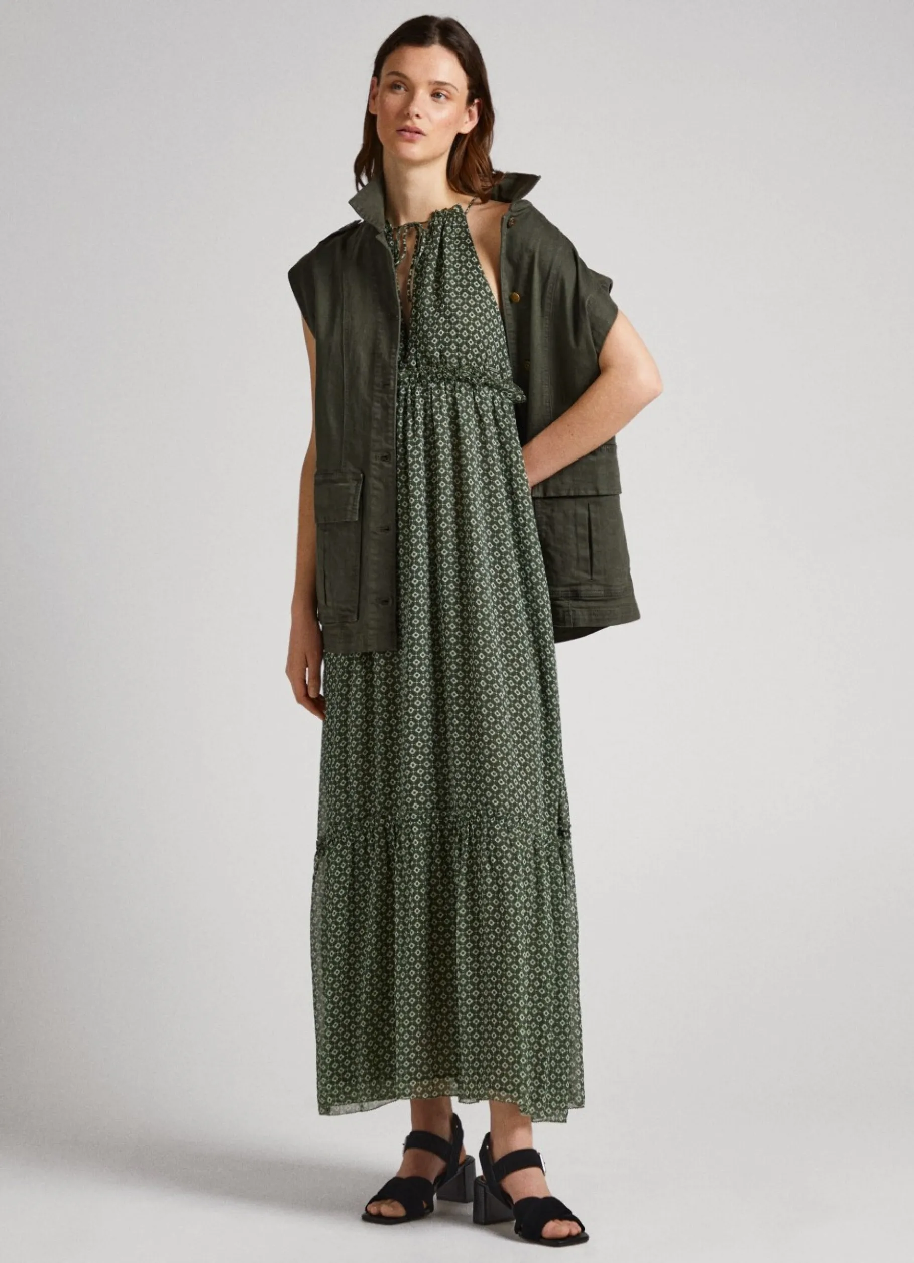 Women Pepe Jeans Geometric Print Chiffon Dress