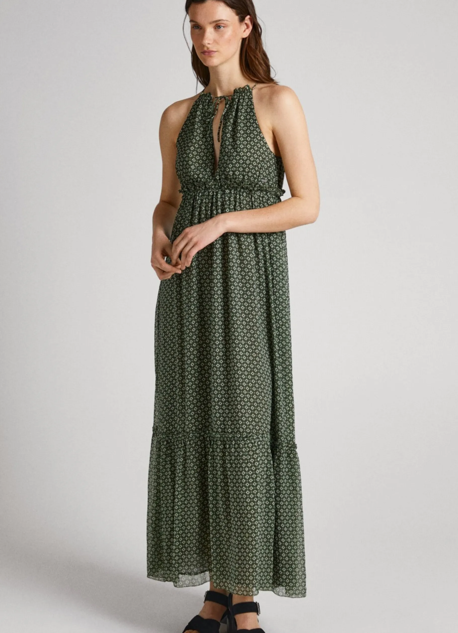 Women Pepe Jeans Geometric Print Chiffon Dress