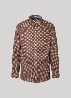 Men Pepe Jeans Geometric Print Poplin Shirt