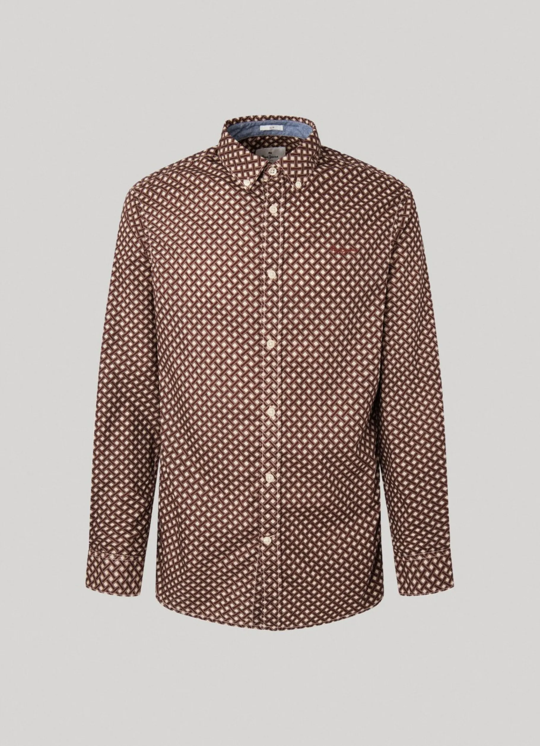 Men Pepe Jeans Geometric Print Poplin Shirt