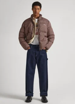 Men Pepe Jeans Geometric Print Puffer Jacket