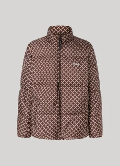 Men Pepe Jeans Geometric Print Puffer Jacket