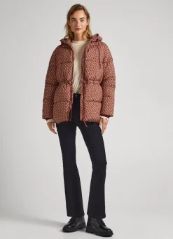 Women Pepe Jeans Geometric Print Puffer Jacket
