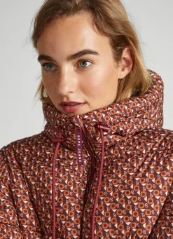 Women Pepe Jeans Geometric Print Puffer Jacket