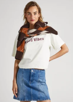 Women Pepe Jeans Glitter Print T-Shirt