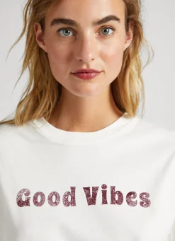 Women Pepe Jeans Glitter Print T-Shirt