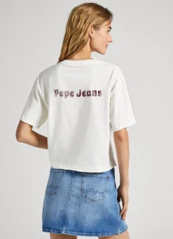 Women Pepe Jeans Glitter Print T-Shirt