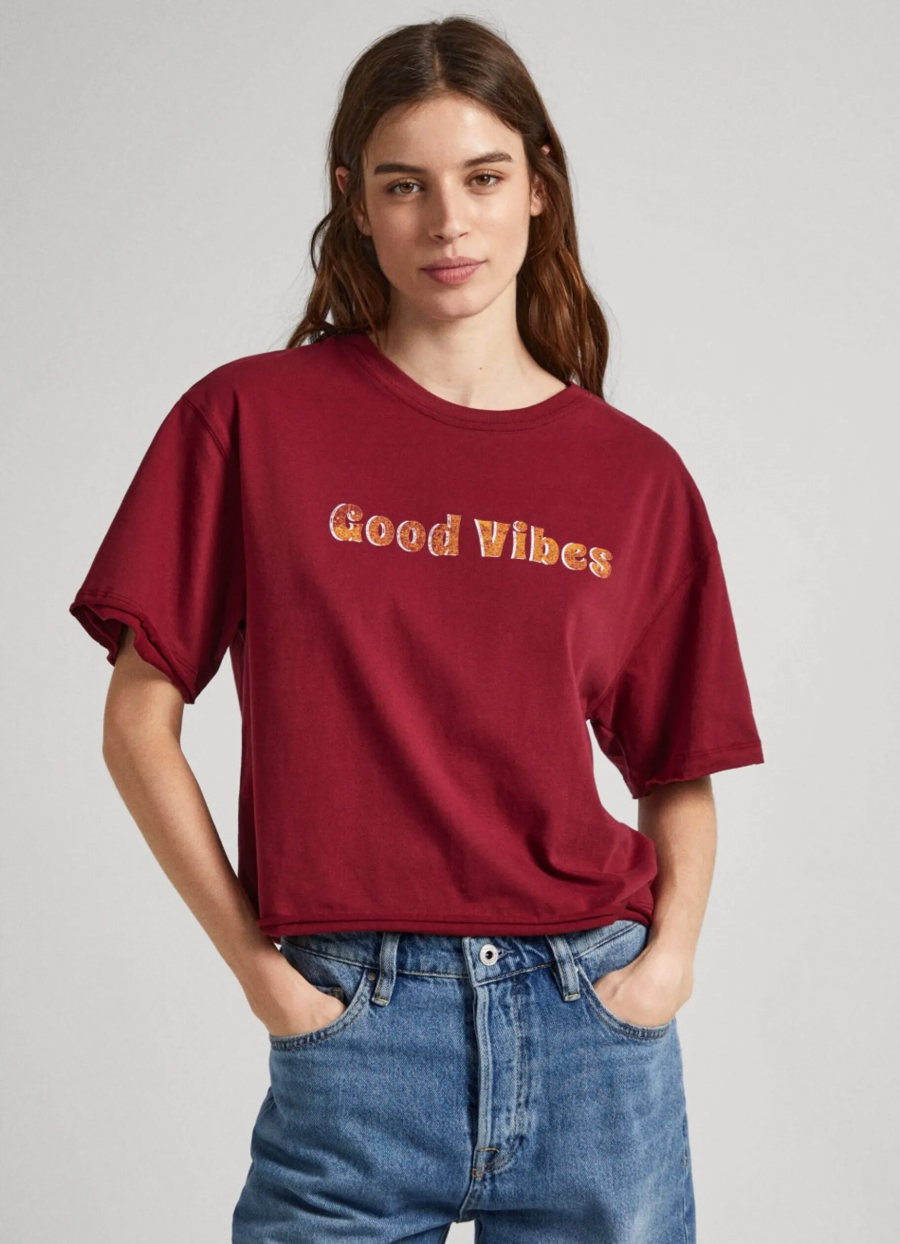 Women Pepe Jeans Glitter Print T-Shirt