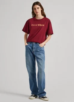 Women Pepe Jeans Glitter Print T-Shirt