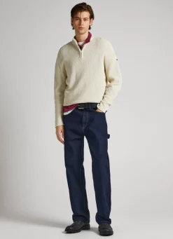 Men Pepe Jeans Half-Zip Cotton Jumper