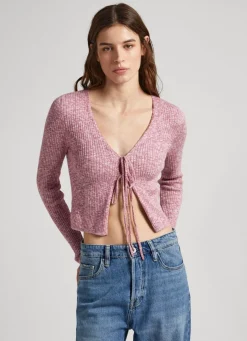 Women Pepe Jeans Heathered Melange Cotton Cardigan