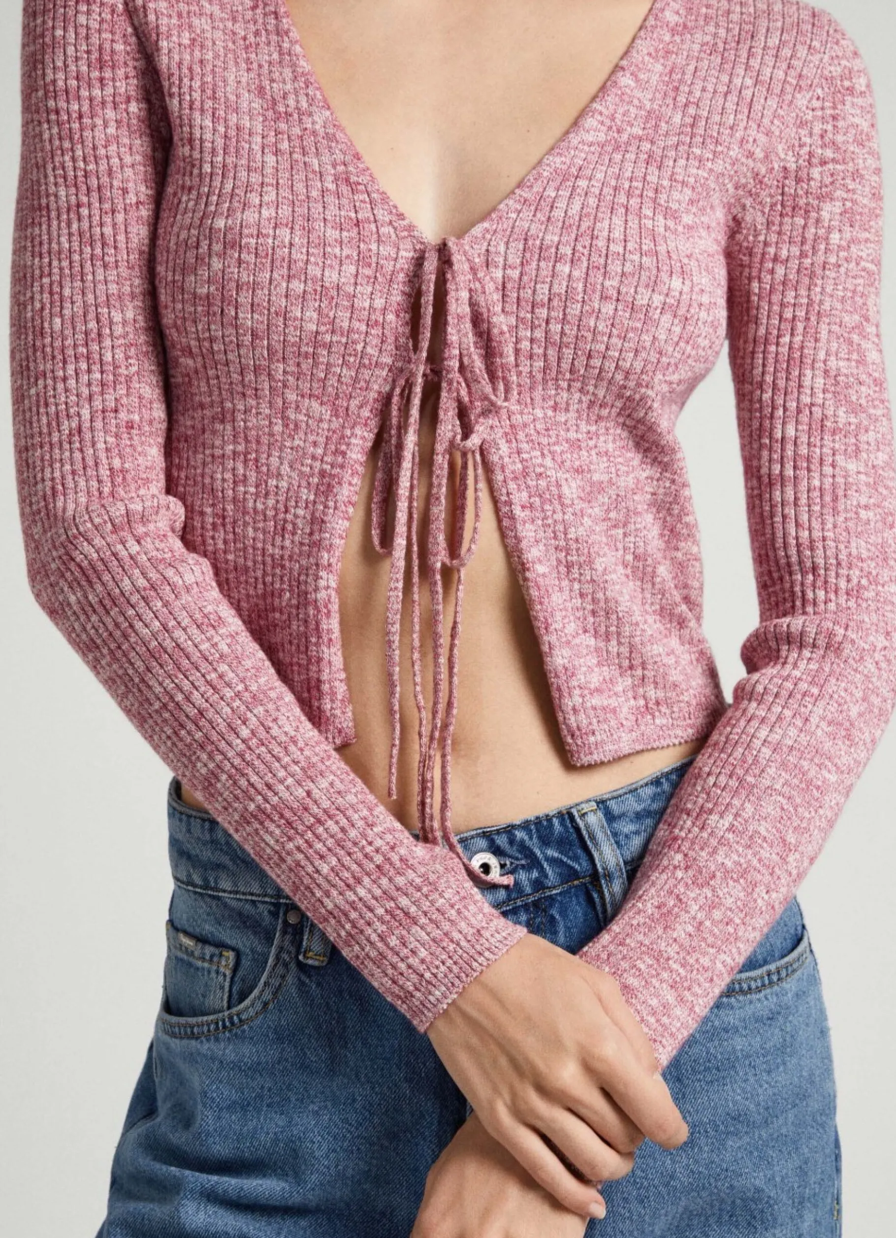 Women Pepe Jeans Heathered Melange Cotton Cardigan