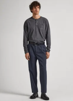 Men Pepe Jeans Henley Collar Long Sleeve T-Shirt