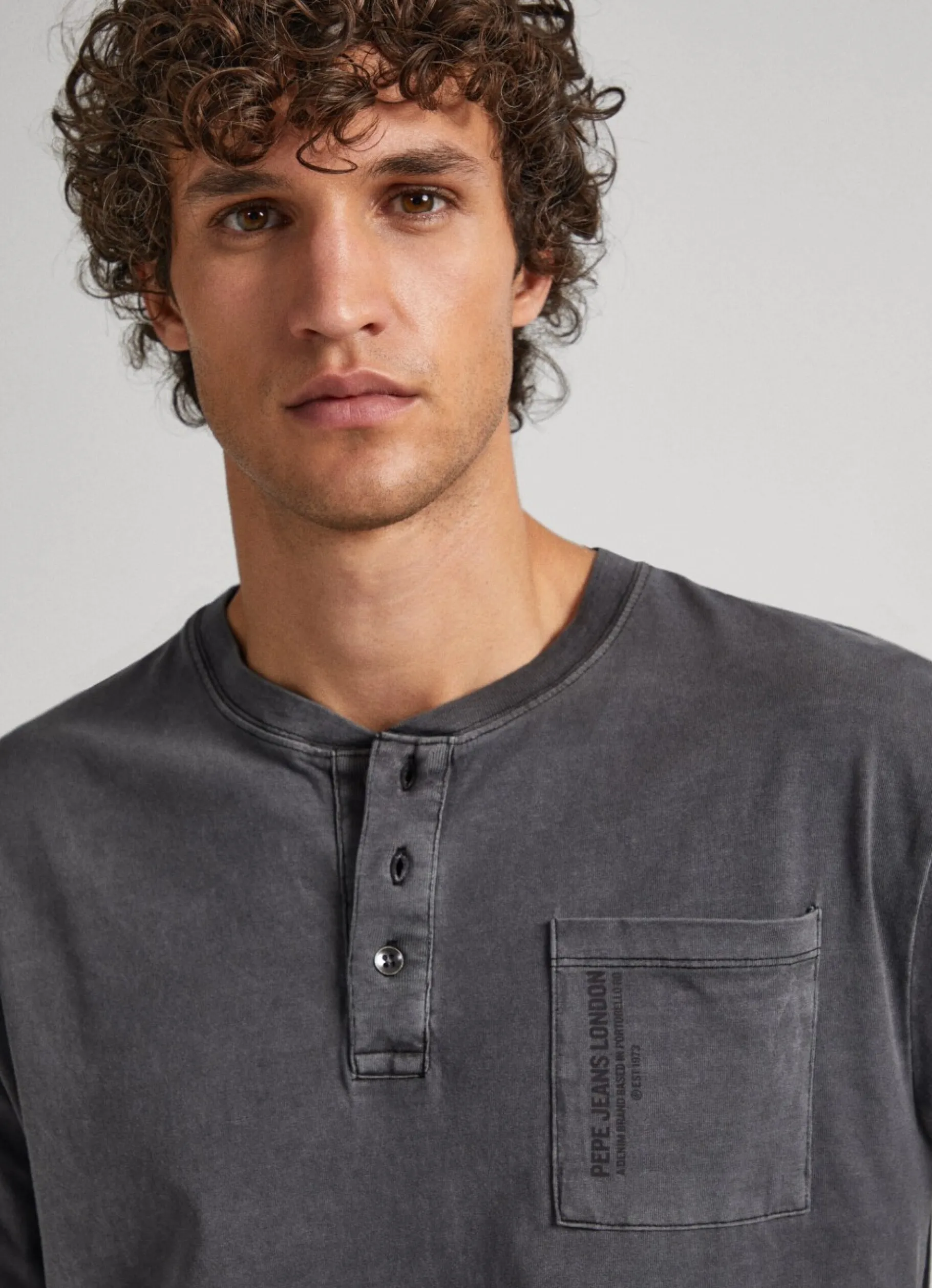 Men Pepe Jeans Henley Collar Long Sleeve T-Shirt