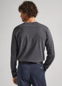 Men Pepe Jeans Henley Collar Long Sleeve T-Shirt
