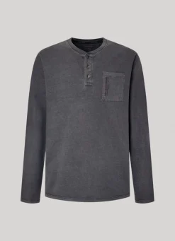 Men Pepe Jeans Henley Collar Long Sleeve T-Shirt