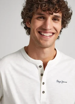 Men Pepe Jeans Henley Collar Long-Sleeve T-Shirt