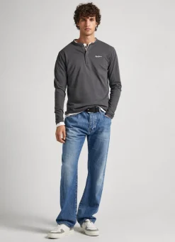 Men Pepe Jeans Henley Collar Long-Sleeve T-Shirt