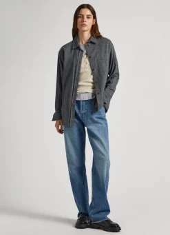 Women Pepe Jeans Herringbone Cotton Overshirt
