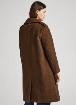 Women Pepe Jeans Herringbone Print Wool Coat