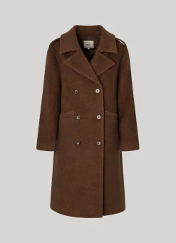 Women Pepe Jeans Herringbone Print Wool Coat